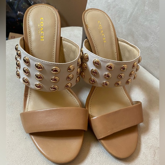 Coach gold embellished sandal heels - Picture 2 of 6